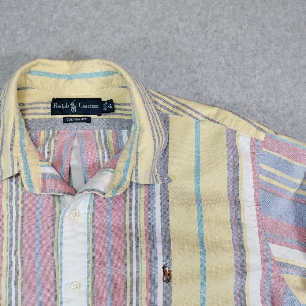 Ralph Lauren Shirt Mens XL Multi-color Striped Oxford Flesh Pony Logo - Picture 3 of 10